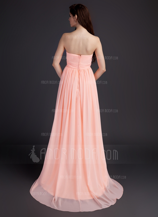 Keizer Sweetheart Veeg Trein Chiffon Zwangerschaps Bruidsmeisjes Jurk met Roes - Image 2