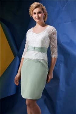 Lace Sheath V-Neck Half Sleeves Knee-length Alina s Mother of the 