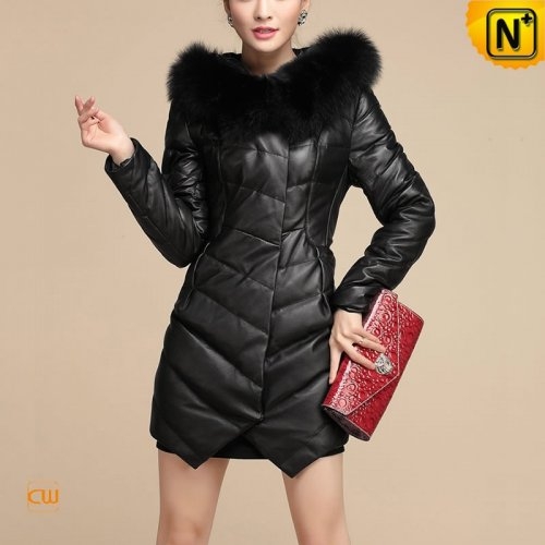 Ladies Down Coat with Fox Fur Collar CW630311