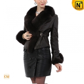 Ladies Fur Trim Leather Jacket CW671211