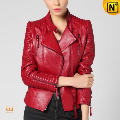 Ladies Leather Biker Jacket Cropped Jacket CW650057