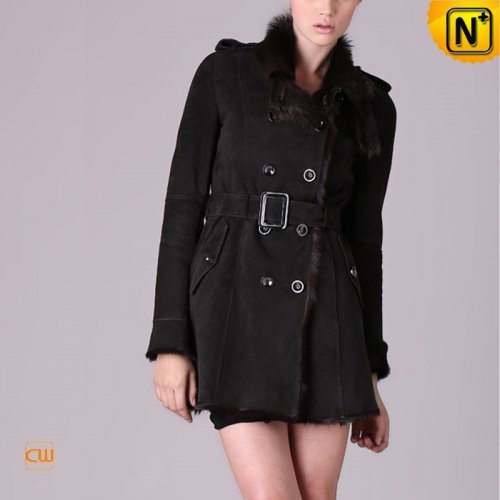 Ladies Shearling Leather Coat Jacket CW640280