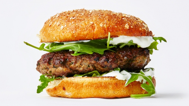 Lamb Burgers With Yogurt Sauce and Arugula