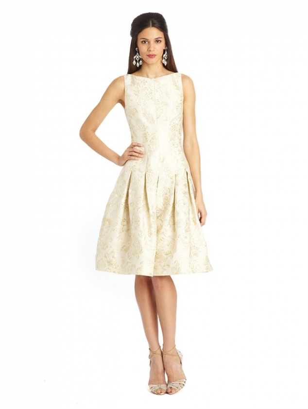 LAMÉ CLOQUÉ PLEATED DRESS