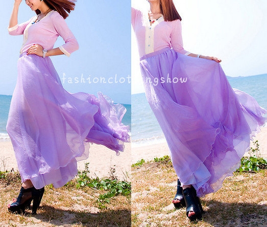 Lavender purple Chiffon skirt Maxi Skirt Chiffon Long Skirt Maxi Dress Silk chiffon dress
