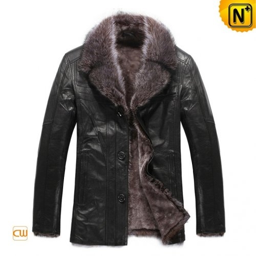 Leather Coat Fur Collar Men CW819068