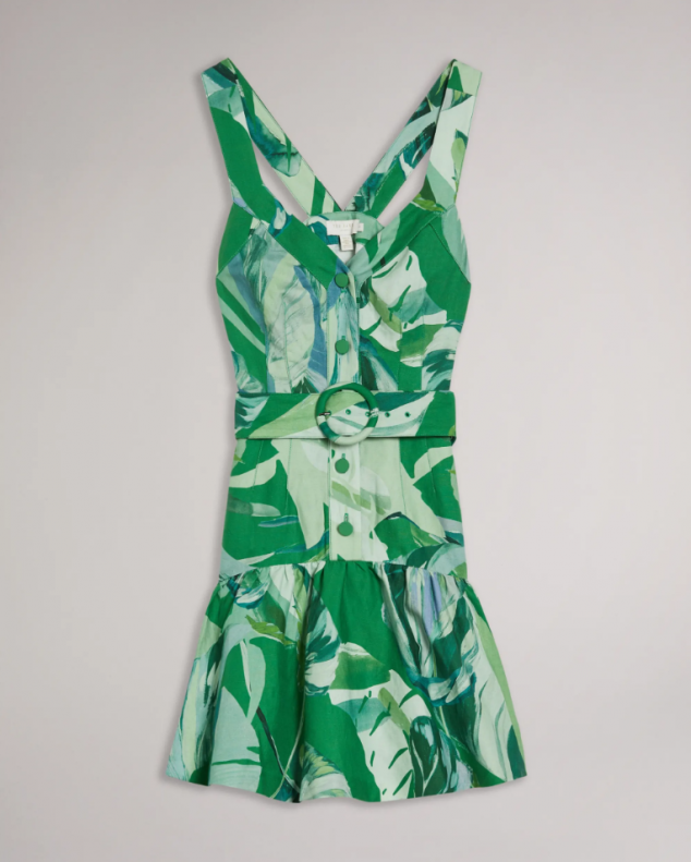 Linen Mini Dress with Panel Detailing - Image 3