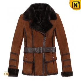 London Women Shearling Fur Trimmed Coat CW695116