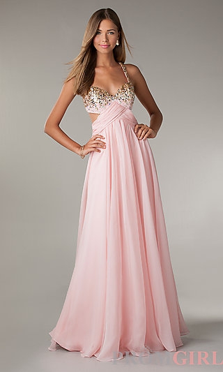 Long Prom Dress with Cut Out Sides by Flirt