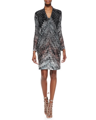 Long-Sleeve Zigzag-Knit Dress