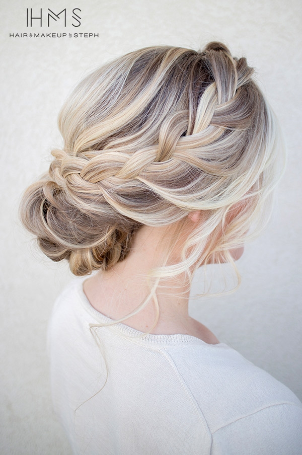 Loose braided updo hairstyle