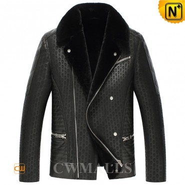 Los Angeles Embossed Sheepskin Biker Jacket CW857236