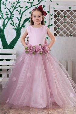 Lovely Ball Gown Tea-length Scoop Bowknot Flower Girl Dress - Image 2