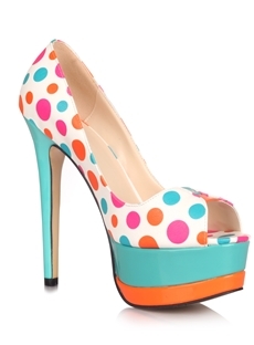 Lovely Colorful Polk Dot Peep Toe Stiletto Heel Platform 
