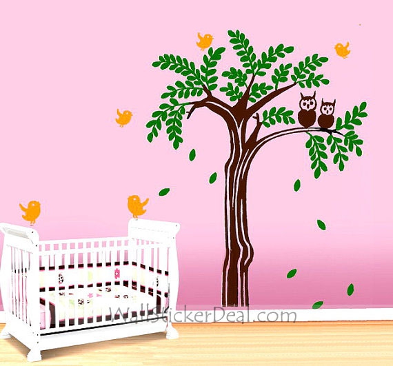Lovely Owl on the Tree Wall Sticker