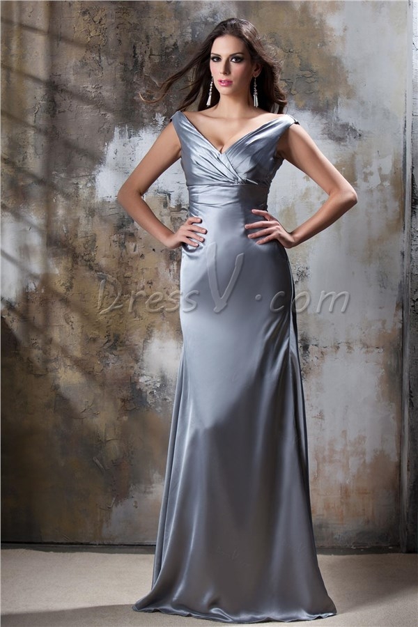 Luxurious Ruched A-Line V-Neck Floor-Length Taline s Bridesmaid Dress