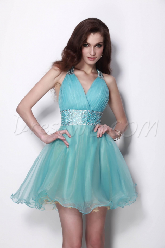 Luxurious V-Neck Short/Mini-Length Sleeveless Natilie's Cocktail/Homecoming Dress