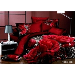Luxury Big Red Rose Realistic 3D Printed 4 Piece Bedding Sets (19416)