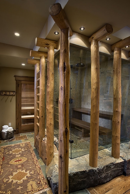 Rustic steam bath / shower combo