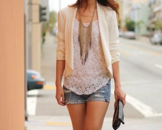 Great way to dress up worn jean shorts