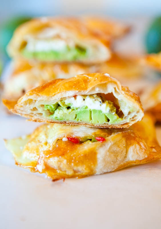 Avocado, Cream Cheese Stuffed Puff Pastries
