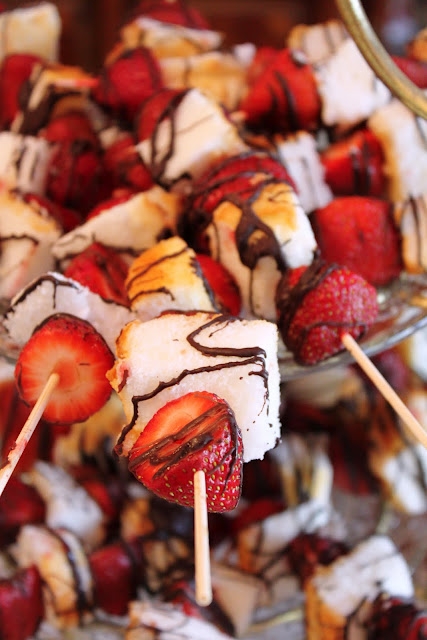Strawberry Angel food cake skewers 