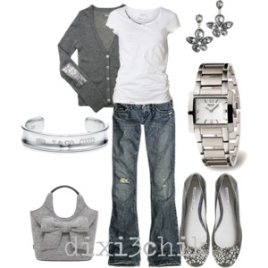 Grey, silver and white outfit