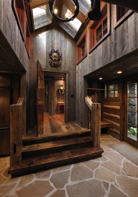 wood & stone foyer entrance - favething.com