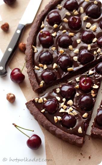 Chocolate Hazelnut Cherry Tart