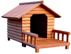 Log dog house with front porch