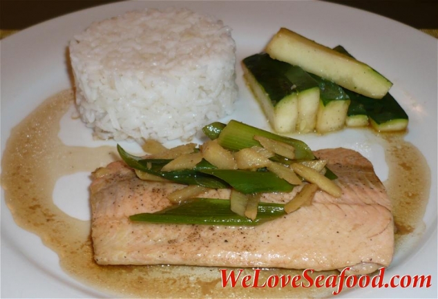 Salmon with Ginger and Scallions