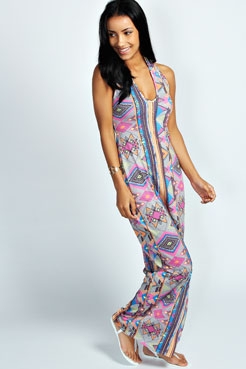 Mandy Aztec Halterneck Maxi Dress