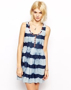 Mango Denim Striped Dress