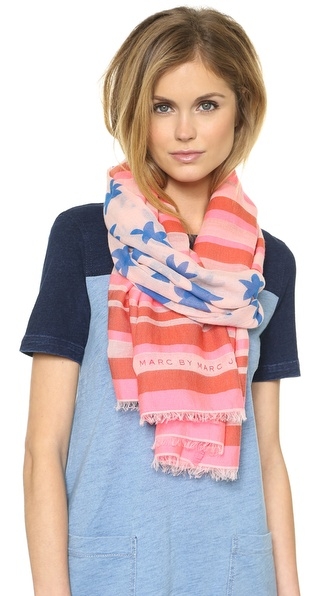 Marc by Marc Jacobs Palm Tree & Stripe Yarn Dye Scarf 