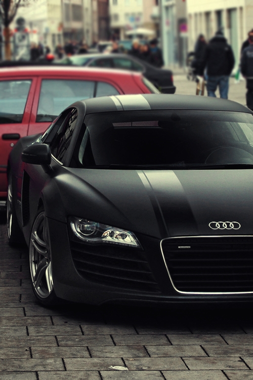 Matte Black Audi R8 with Black Racing Stripe