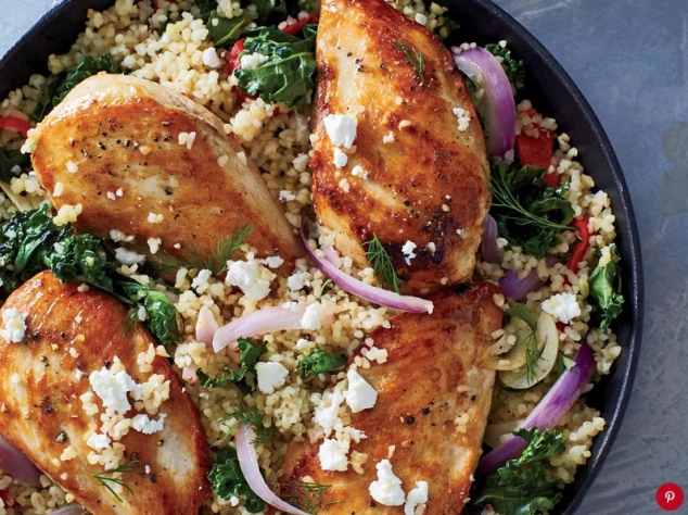 Mediterranean Chicken and Bulgur Skillet