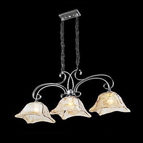 Mediterranean Style Classic 3 Down Light Chandelier With Transparent Glass Shade