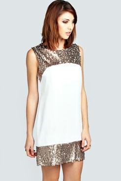 Melinda Georgette Sequin Shift Dress