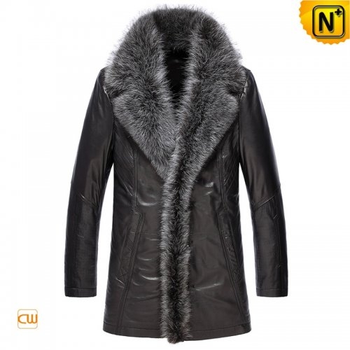 Men Custom Shearling Coat with Fur Collar CW868565