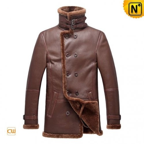 Men Sheepskin Coat Brown CW878236