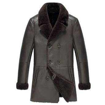 Mens Brown Double-breasted Shearling Coat