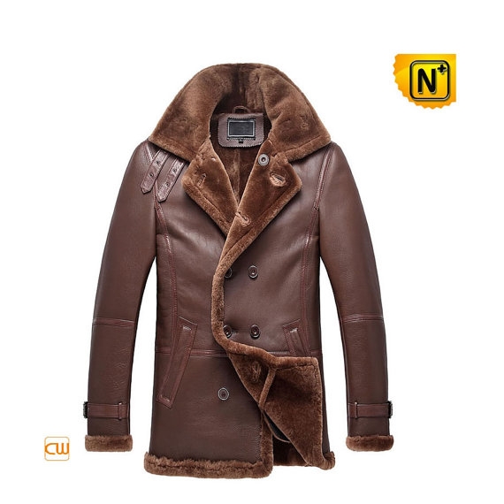 Mens Double Breasted Sheepskin Coat CW878236