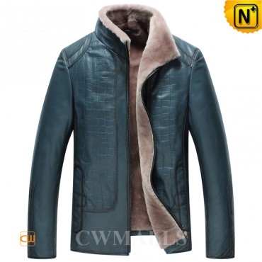 Mens Embossed Shearling Jacket CW870137 - cwmalls.com