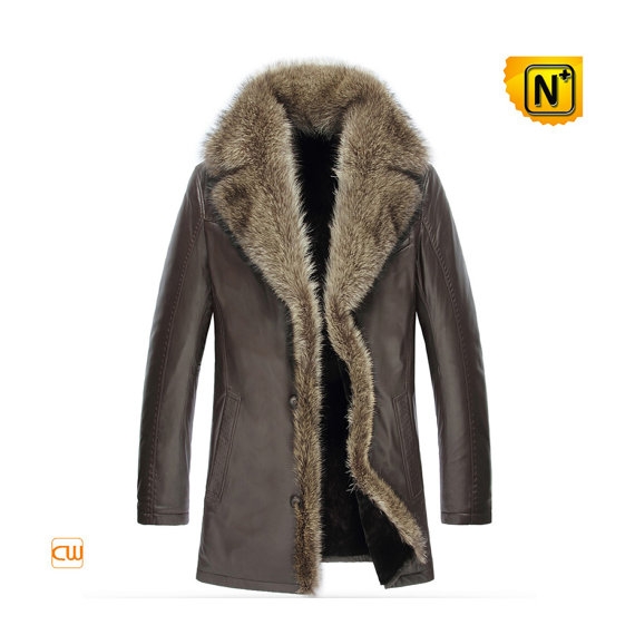 Mens Fur Trim Shearling Coat CW852468