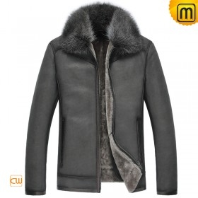 Mens Grey Sheepskin Jacket Coat CW852273