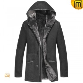 Mens Hooded Shearling Jacket Black CW856046