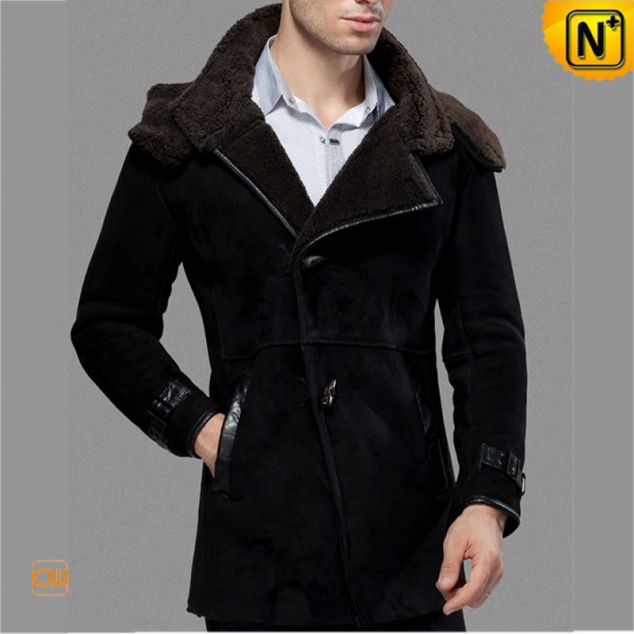 Mens Hooded Shearling Winter Jacket CW877132