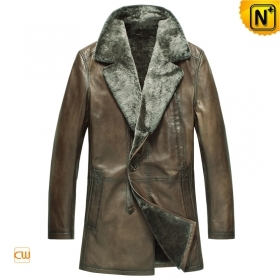 Mens Lamb Fur Lined Leather Coat CW868811