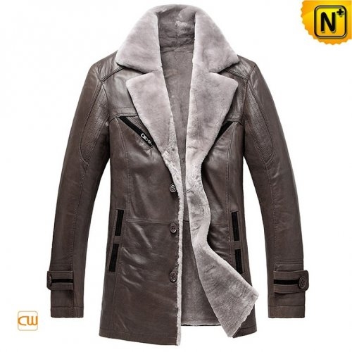 Mens Leather Shearling Winter Coat CW878249