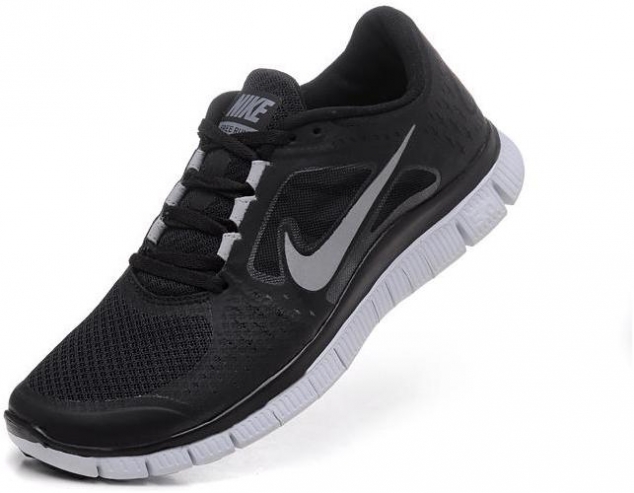Mens Nike Free Run+ 3 Black Silver Shoes